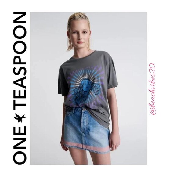 ONE TEASPOON 2020 Mini High-Waist Denim Skirt Beden 30 NWOT - Picture 1 of 7